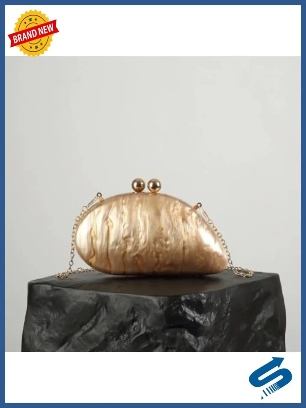 Acrylic Shell Shaped Clutch Evening Bag with Top Handle Crossbody Strap Wedding